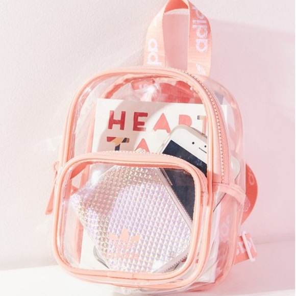 adidas clear backpack pink
